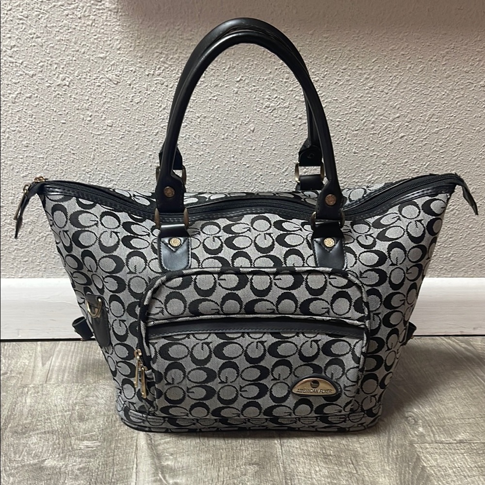 American Flyer Black and Gray Signature Tote Travel Bag